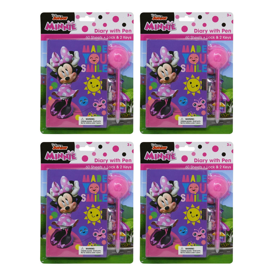 Pack of 4 Minnie Mouse Diary with Pom Pen Kids Stationery