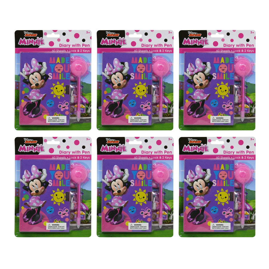 Pack of 6 Minnie Mouse Diary with Pom Pen Kids Stationery