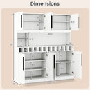 70 Inch Farmhouse Pantry Cabinet Kitchen Buffet Hutch with 4 Cabinets and 2 Open Shelves