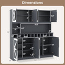 70 Inch Farmhouse Pantry Cabinet Kitchen Buffet Hutch with 4 Cabinets and 2 Open Shelves