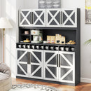70 Inch Farmhouse Pantry Cabinet Kitchen Buffet Hutch with 4 Cabinets and 2 Open Shelves
