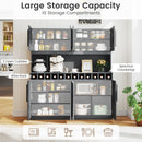 70 Inch Farmhouse Pantry Cabinet Kitchen Buffet Hutch with 4 Cabinets and 2 Open Shelves