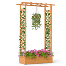 70 Inch Wooden Raised Garden Bed with Lattice Trellis-Natural