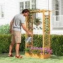 70 Inch Wooden Raised Garden Bed with Lattice Trellis-Natural