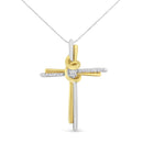 10K Two-Tone Yellow & White Gold Diamond-Accented Cross 18" Pendant Necklace (J-K Color, I2-I3 Clarity)
