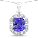 2.52 Carat Genuine Tanzanite and White Diamond 14K White Gold Pendant