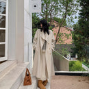 Stand-collar Design Double-breasted Coat Womens Large Lapel Long Loose-fit Wool Overcoat