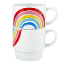 70s Rainbow Stacking Mug Set of 2 | Vintage Style GIftable 14 oz Mugs in Painted Ceramic