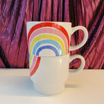 70s Rainbow Stacking Mug Set of 2 | Vintage Style GIftable 14 oz Mugs in Painted Ceramic