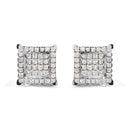 10K White Gold 1 1/4 Cttw Princess Diamond Composite Double Square and Halo Stud Earrings (I-J Color, I1-I2 Clarity)