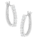 10K Yellow Gold Round and Baguette Cut Diamond Oblong Hinged Leverback Hoop Earrings (Â¼ Cttw, I-J Color, I2-I3 Clarity)