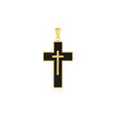 Cross Pendant with Black Enamel in 14k Yellow Gold