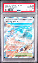 2026 Pokemon Cri En-Chaos Rising Ultra Rare Surfing Beach 10 PSA #114