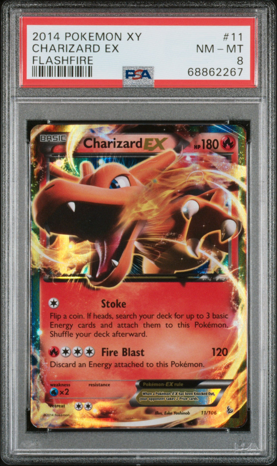2014 Pokemon Xy Flashfire Flashfire Charizard Ex 8 PSA #11