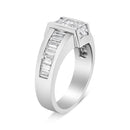 14K White Gold 2 3/4 Cttw Invisible-Set Princess and Channel-Set Baguette Diamond Step Up Cocktail Ring (G-H Color, SI1-SI2 Clarity) - Ring Size 9.25