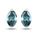 0.69 Carat Genuine Blue Diamond 14K White Gold Earrings