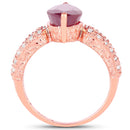 14K Rose Gold Plated 5.11 Carat Glass Filled Ruby and White Topaz .925 Sterling Silver Ring