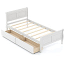 Twin Size Sleigh Bed with 2 Storage Drawers Wood Platform Bed Frame