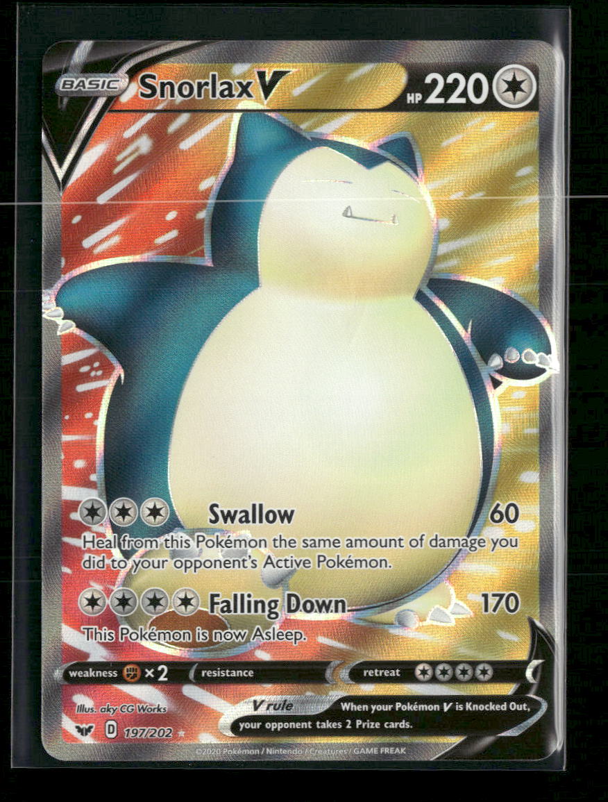 SWSH01: Sword & Shield Base Set Snorlax V (Full Art) #197/202