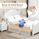 71 Inch Extra Long Swing Down Bed Guardrail with Safety Straps-Beige