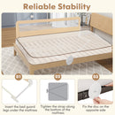71 Inch Extra Long Swing Down Bed Guardrail with Safety Straps-Beige