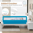 71 Inch Extra Long Swing Down Bed Guardrail with Safety Straps-Blue