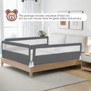 71 Inch Extra Long Swing Down Bed Guardrail with Safety Straps-Gray