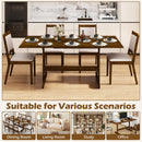 71 Inch Farmhouse Dining Table Wooden Kitchen Table for 6-8 with Rubber Wood Legs-Walnut