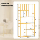 71 Inch Tall Bookshelf Metal Frame 5-Tier Geometric Bookcase-White & Golden