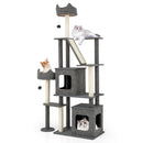 71 Inch Tall Cat Tree Multi-Level Large Cat Tower with Scratching Posts-Grey
