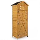 70 Inch Tall Garden Tool Storage Cabinet with Lockable Doors and Foldable Table