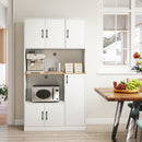 71" Tall Kitchen Pantry Cabinet with Charging Station Wooden Buffet Cupboard Sideboard