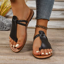 Women's Solid Color Woven Simple Daily Beach Slippers