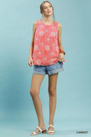 Umgee Floral Embroidered Sleeveless Top