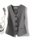 Womens Solid-color Versatile Blazer Vest