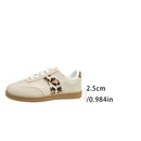 Round Toe Lace-up Vintage Leopard Print German Training Shoes