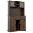 72 Inch Coffee Bar Cabinet with Drawers and Sliding Barn Doors