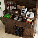 72 Inch Coffee Bar Cabinet with Drawers and Sliding Barn Doors
