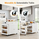 72" Kitchen Island with Extendable Dining Table & Power Outlet