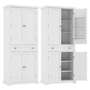 72" Tall Kitchen Pantry Cabinet with 4 Fluted Doors - White