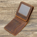 Men Crazy Horse Leather Money Card Bag Leather Wallet