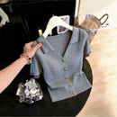 Womens Versatile Color-block Striped Short-sleeve Top