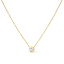 2 Micron 14K Rose Gold Plated Sterling Silver Bezel-Set Diamond Solitaire Pendant Necklace (1/3 cttw, H-I Color, I1-I2 Clarity)