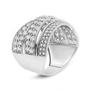 .925 Sterling Silver 2.00 Cttw Round-Cut Diamond Overlapping Bypass Band Ring (I-J Color, I2-I3 Clarity) - Ring Size 7