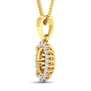 0.13 Carat Genuine White Diamond 14K Yellow Gold Semi Mount Pendant - holds 8x6mm Oval Gemstone