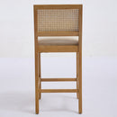 Solid Rubberwood Rattan Back Counter Stools Set of 2