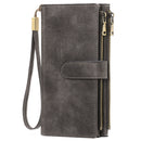 Womens Long Wallet Multi-functional Vintage Tri-fold Purse