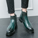 Short High-top Slip-on Leather Boots