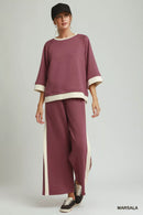 Umgee Colorblock Crewneck Raglan Sleeve Top