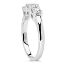 14K White Gold  3/4 Cttw Lab Grown Diamond 3 Stone Ring Band (F-G Color, VS2-SI1 Clarity)- Size 7